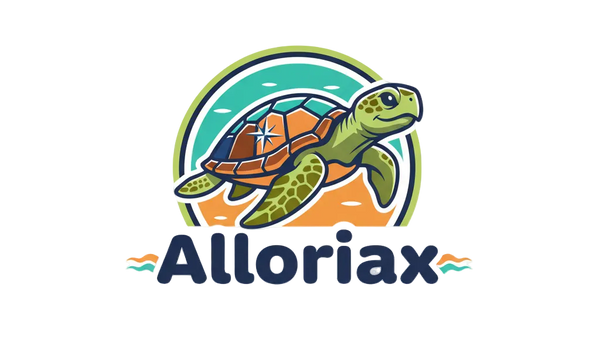 Logo of Alloriax with a turtle design on a white background